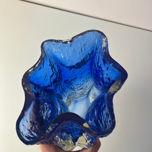 Vase blau Glas von Kai Blomqvist für Riihimaki / Riihimaen Lasi Oy