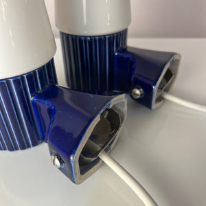 Set: 2x Wandlampe Modell 6020 blau von Sigvard Bernadotte für Ifö