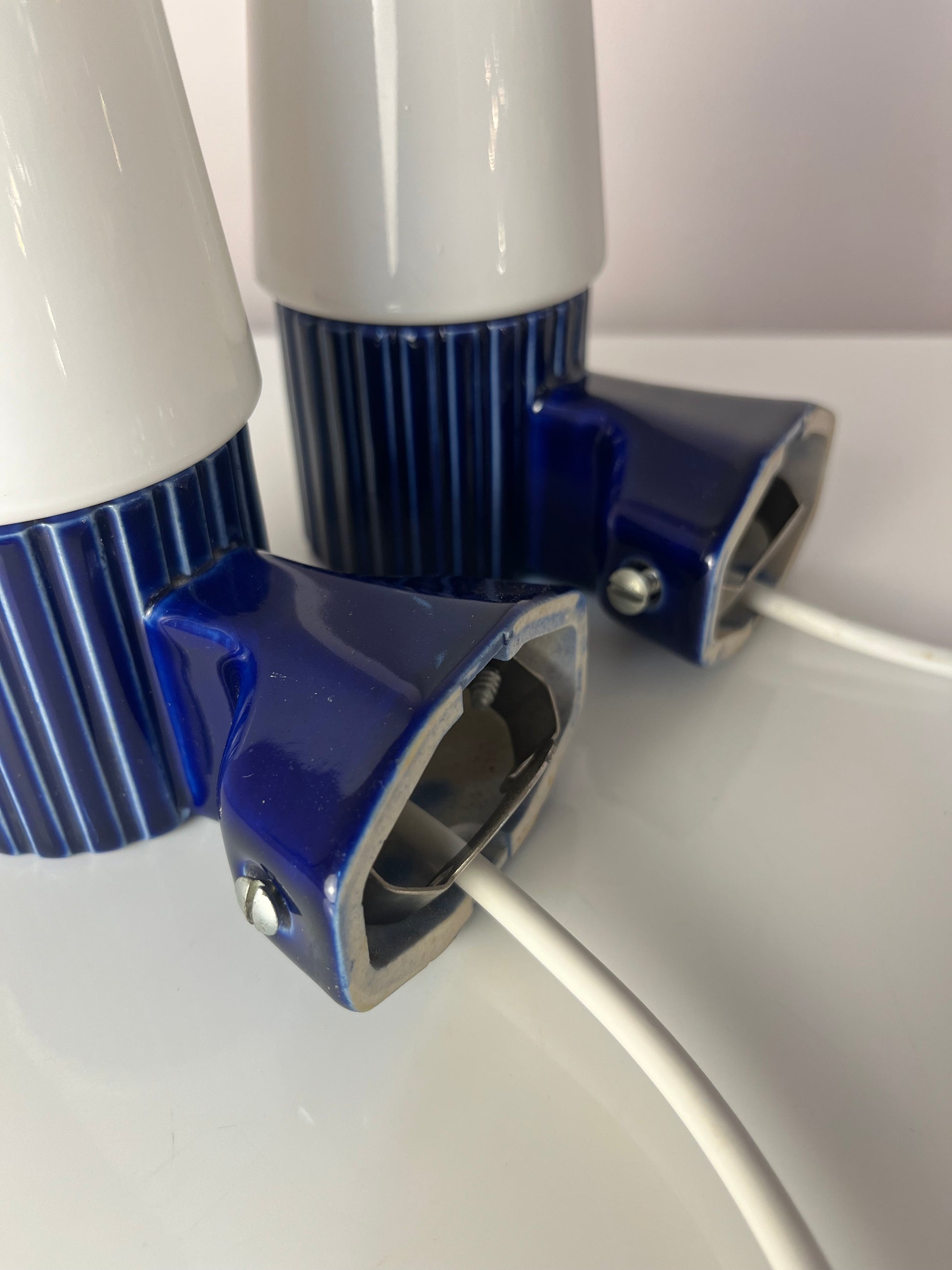 Set: 2x Wandlampe Modell 6020 blau von Sigvard Bernadotte für Ifö