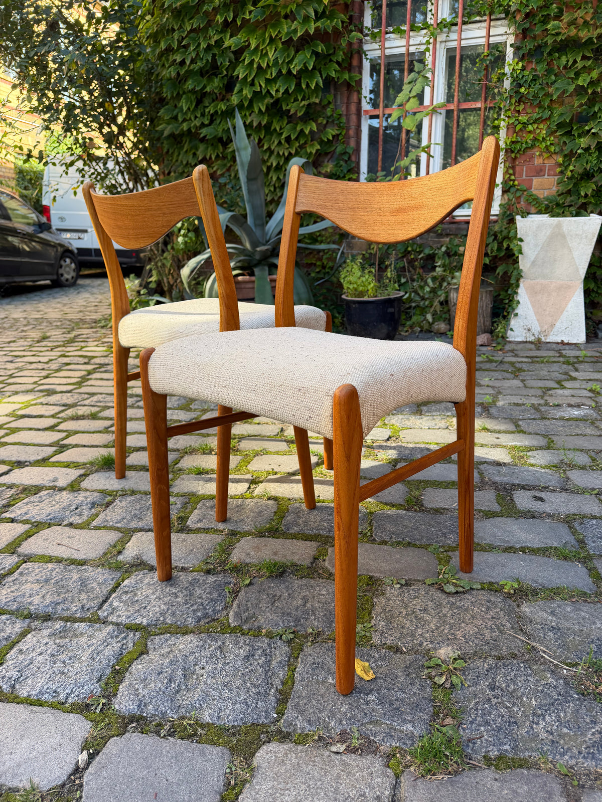 Polsterstuhl GS 600 creme Teak Wolle von Arne Wahl Iversen für Glyngøre Stolefabrik