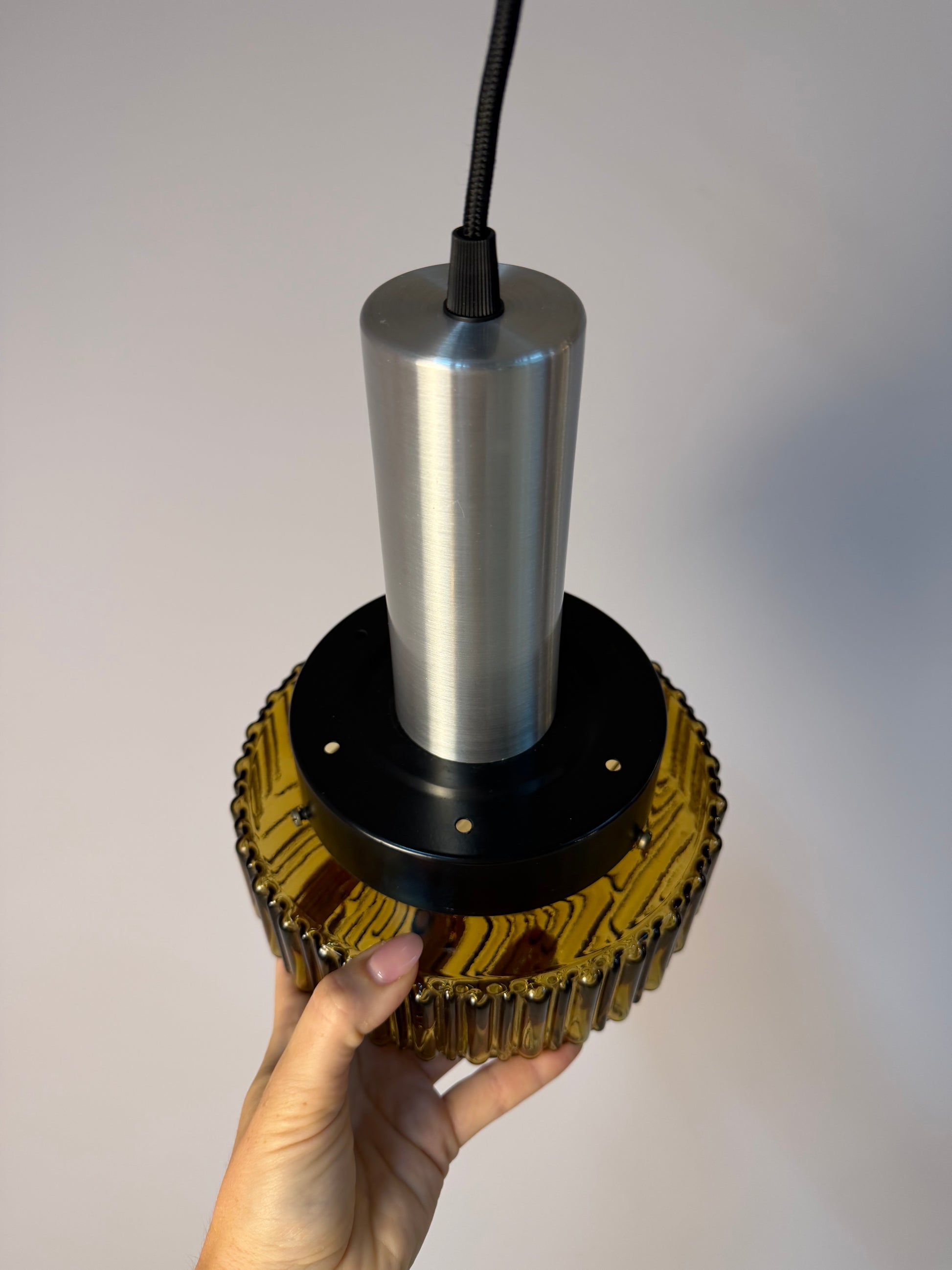 Hängelampe braun Glas Metall