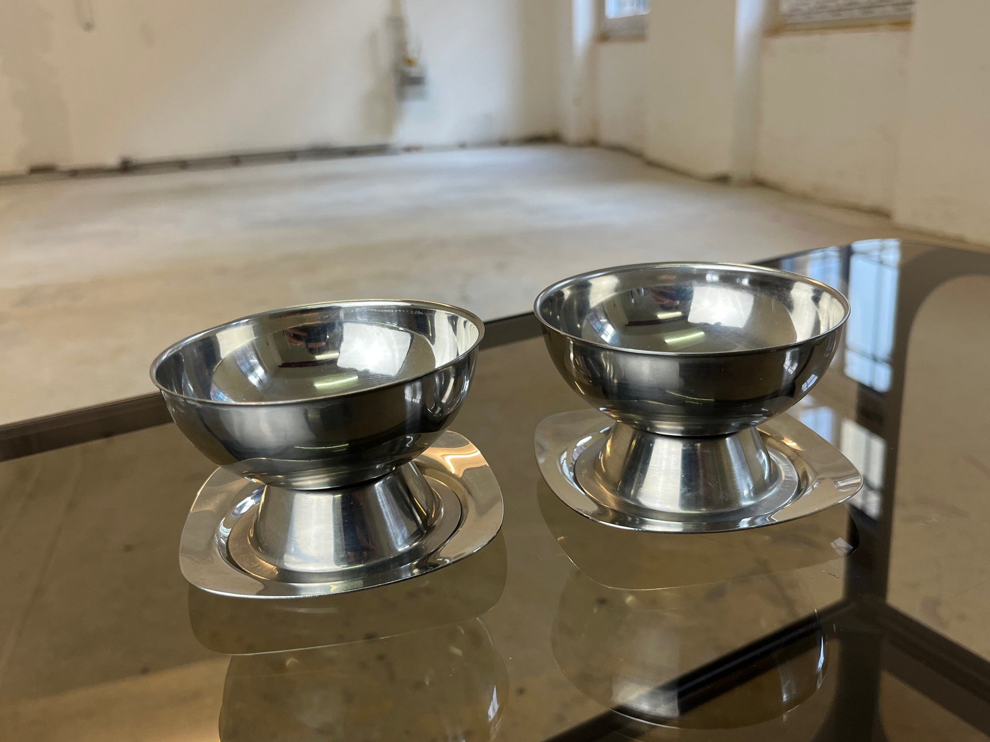 Set: 2x Eisschale mit Untersetzer Cromargan von WMF