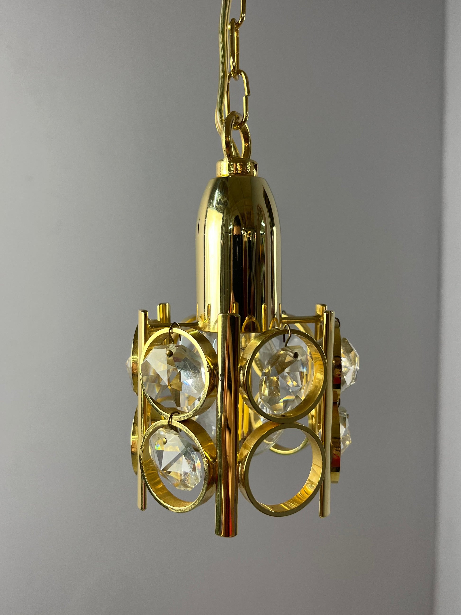 Kleine Hängelampe Gold mit Kristallen Dänemark