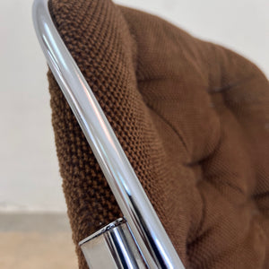 Freischwinger Chrom mit braunem Polster von Gastone Rinaldi