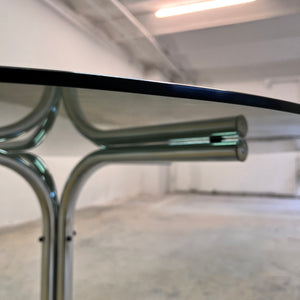 Runder Esstisch Rauchglas & Chrom