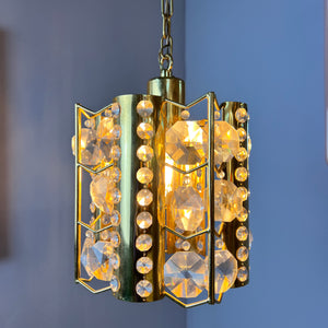 Hängelampe Messing Kristalle von Palwa