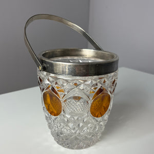Eiskübel Kristallglas Silber mit Henkel