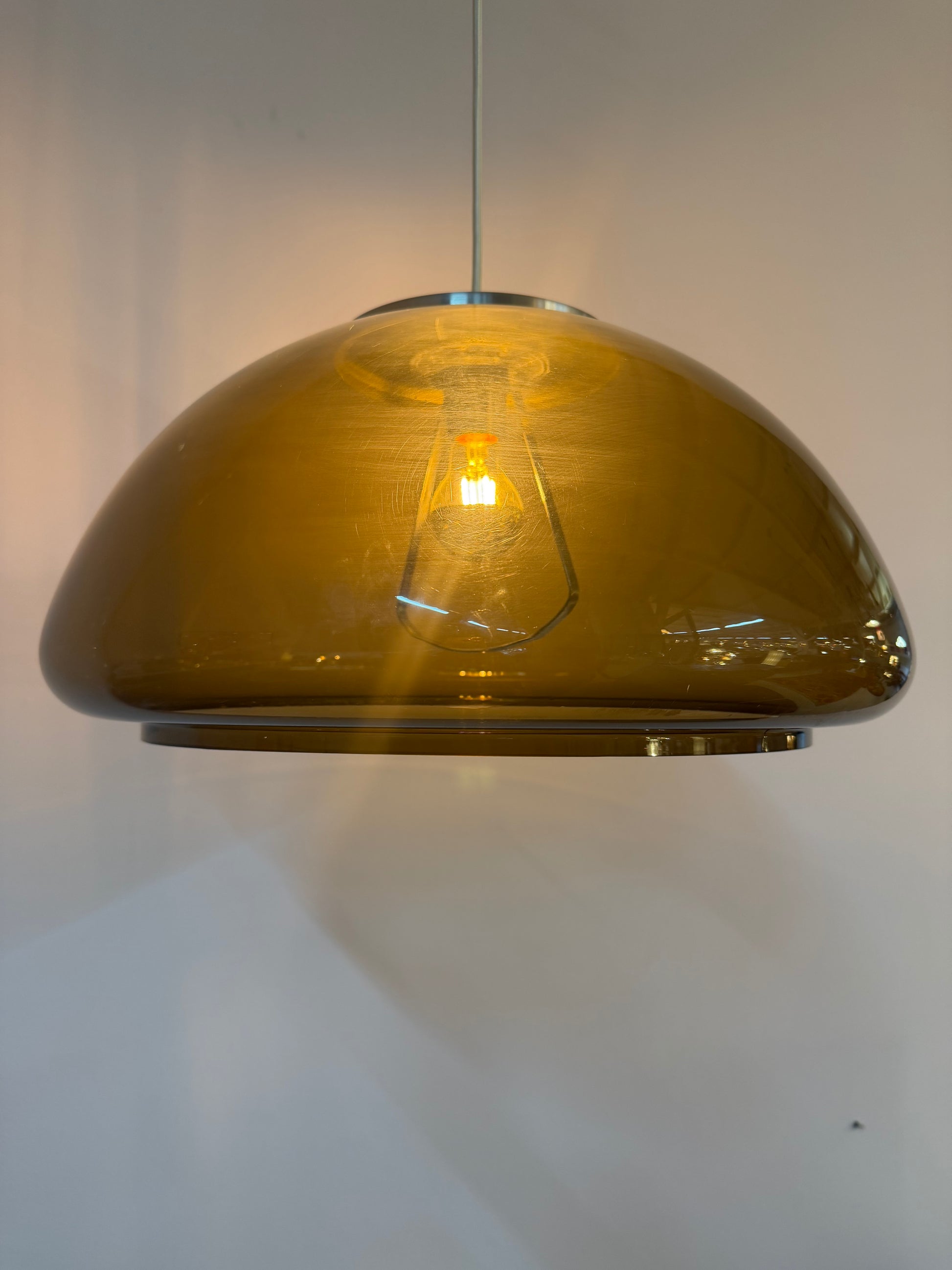 Hängelampe braun transparent Kunststoff