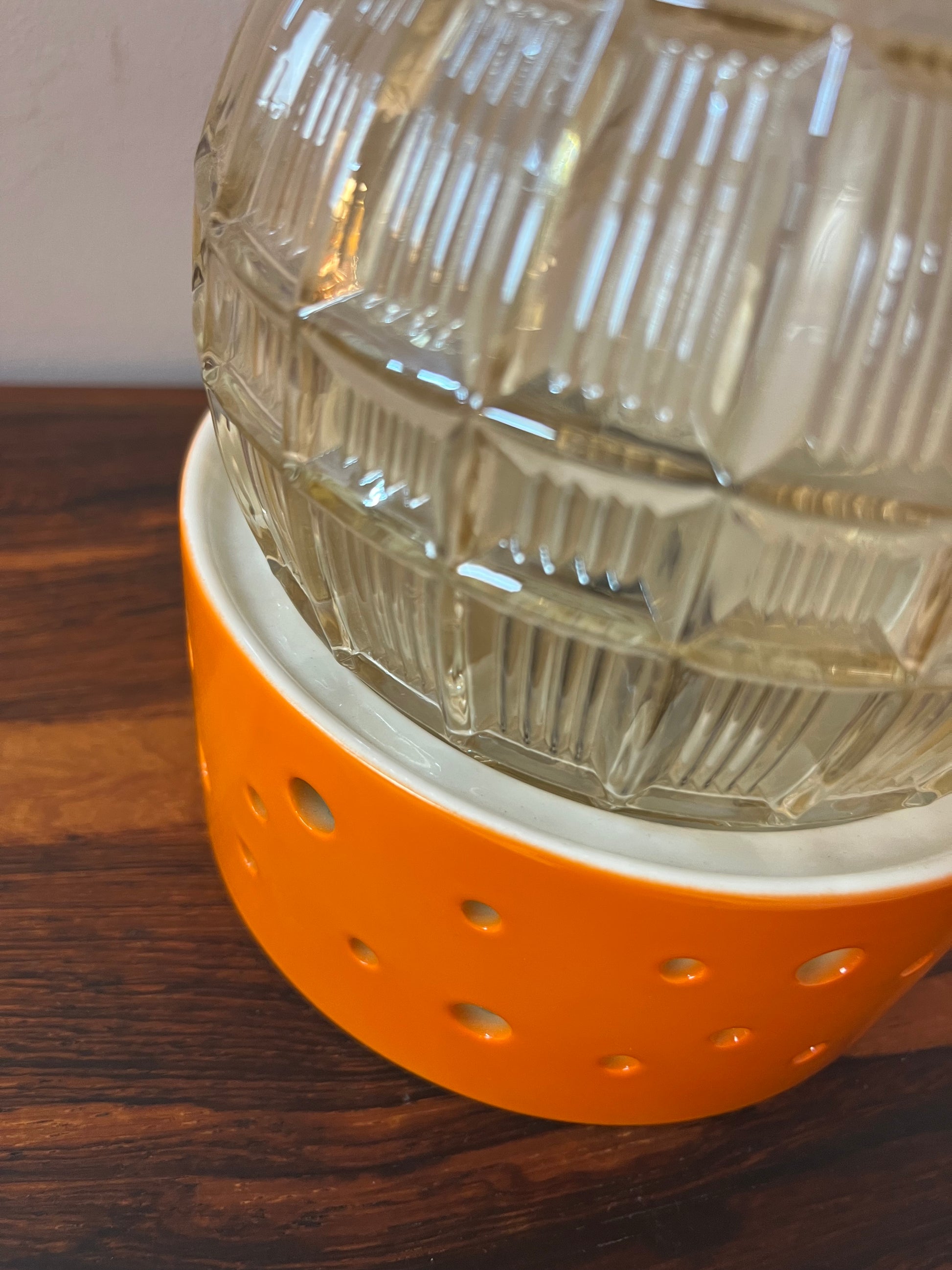 Tischlampe orange weiß von Gerold Porzellan Bavaria