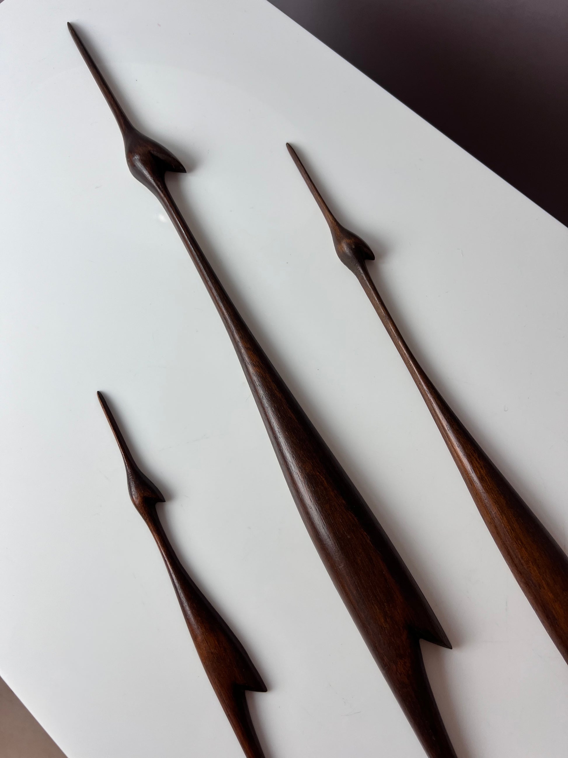 Set: Kranich Trio Teak Wandschmuck