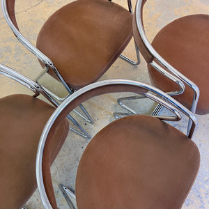 Set: 4x Polsterstuhl Chrom mit braunem Velour
