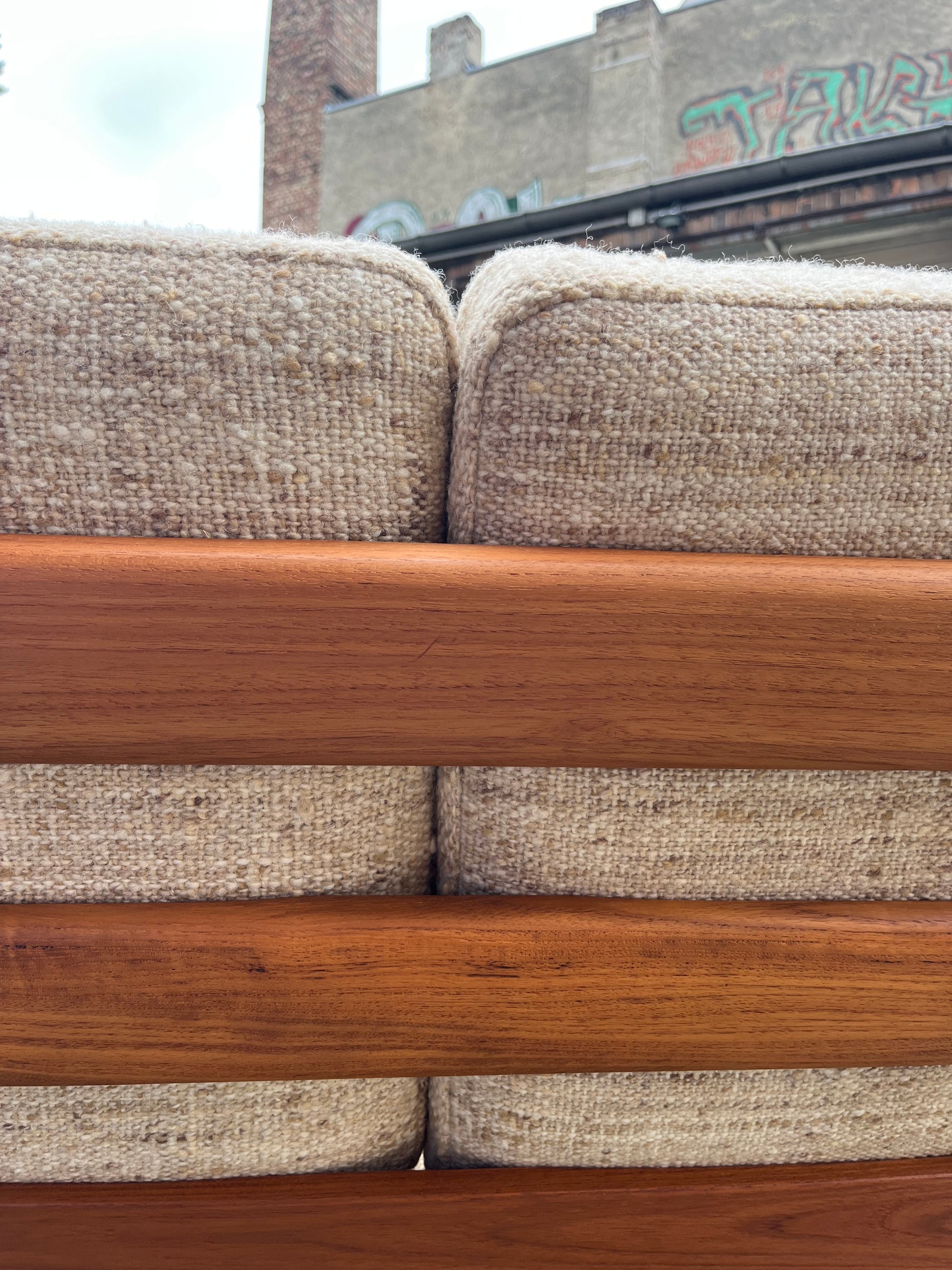 3-Sitzer Sofa Senator beige Wolle Teak von Ole Wanscher für Cado