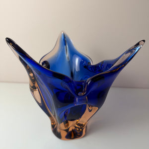 Vase kobaltblau Glas von Josef Hospodka für Chřibská Sklárna
