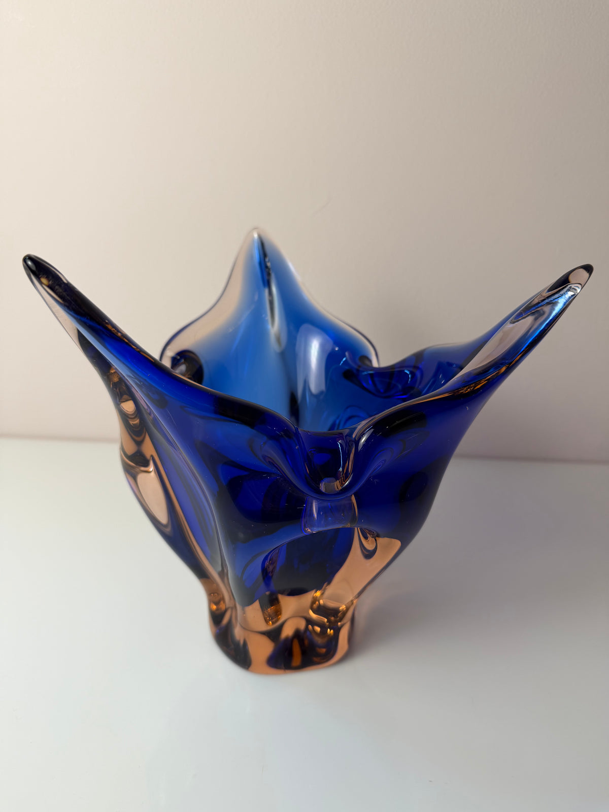 Vase kobaltblau Glas von Josef Hospodka für Chřibská Sklárna