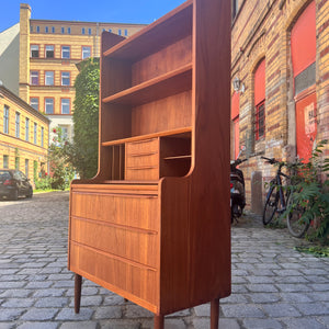 Bücherregal Teak mit Sekretär & Ausziehplatte aus Dänemark