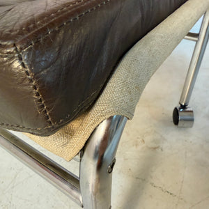 Hocker Modell Bore dunkelbraun Chrom von Noboru Nakamura für IKEA
