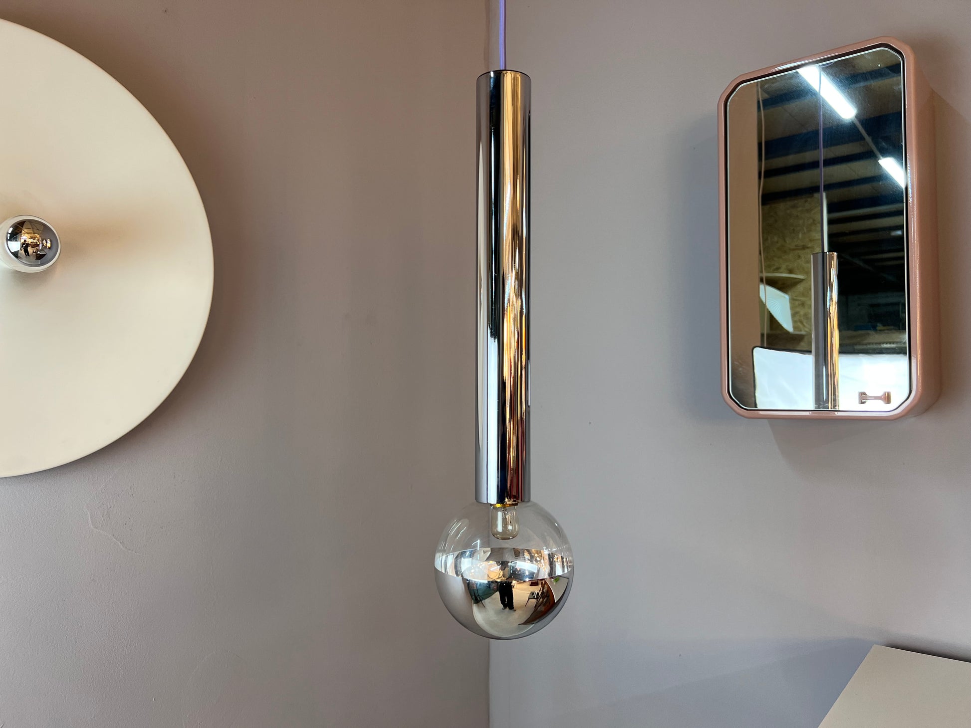 Hängelampe Big Globe Chrom 49 cm von Motoko Ishii für STAFF
