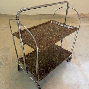Dinette Servierwagen mit Blümchen und Chrom