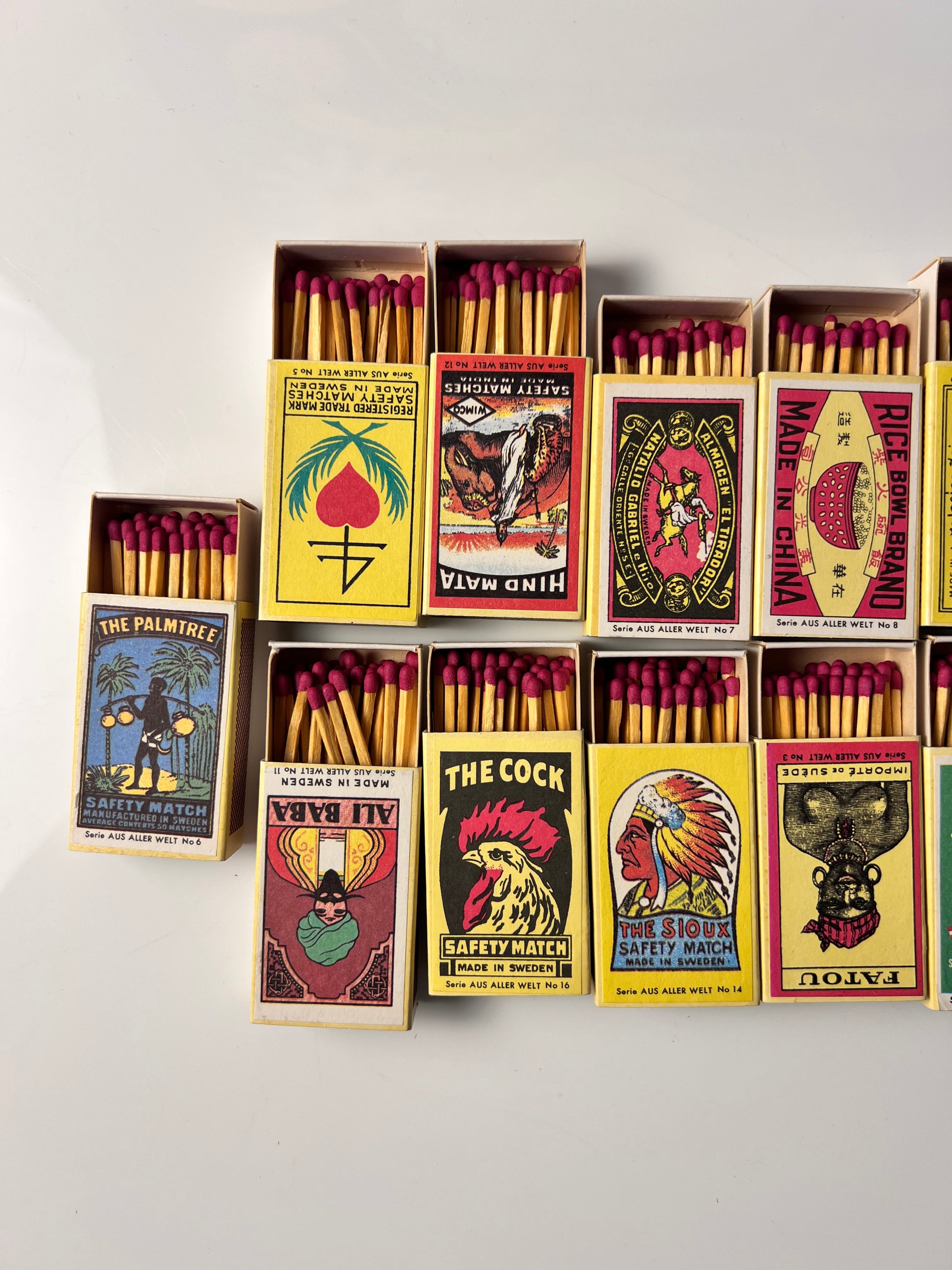 Set: Vintage Streichhölzer Sirius Etiketten aus aller Welt