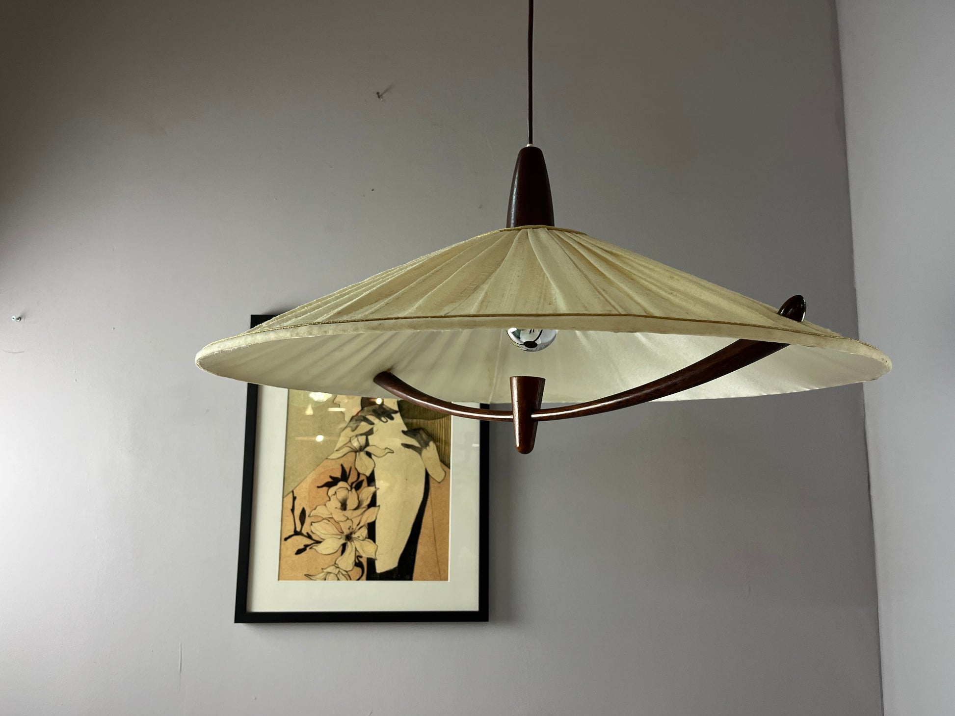 Hängelampe beige braun Teak von Temde