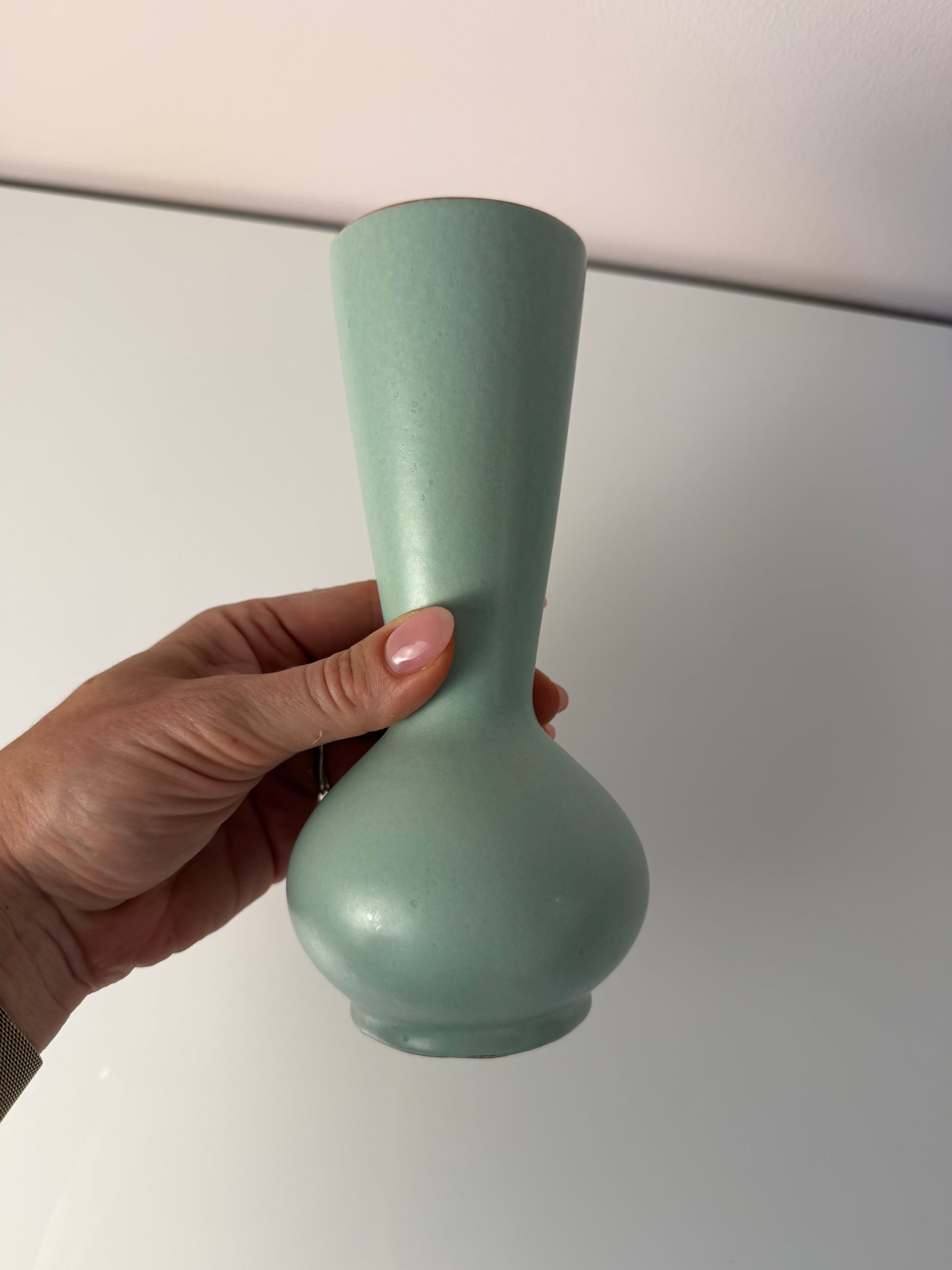 Set: Vase und Karaffe mintgrün weiß Keramik aus Westdeutschland