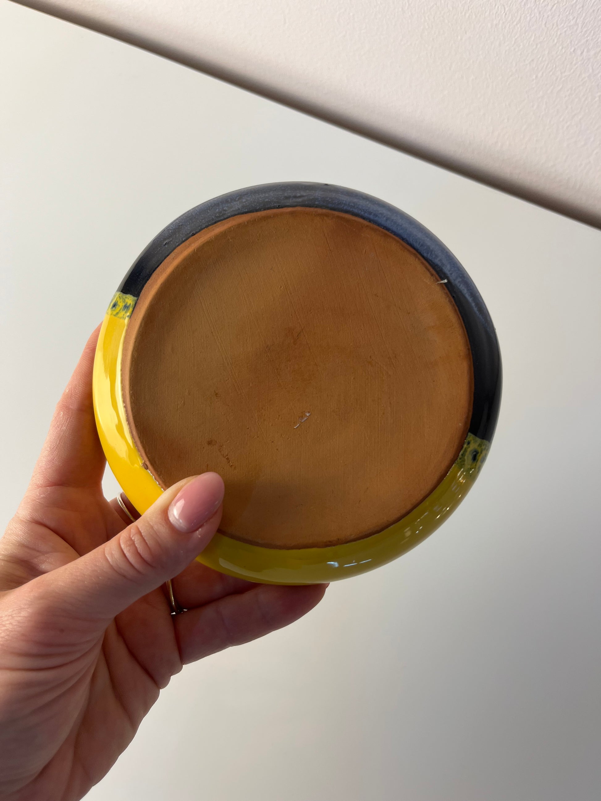 Aschenbecher gelb blau aus Dänemark