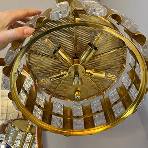 Hängelampe Messing Glas von Carl Fagerlund für Orrefors