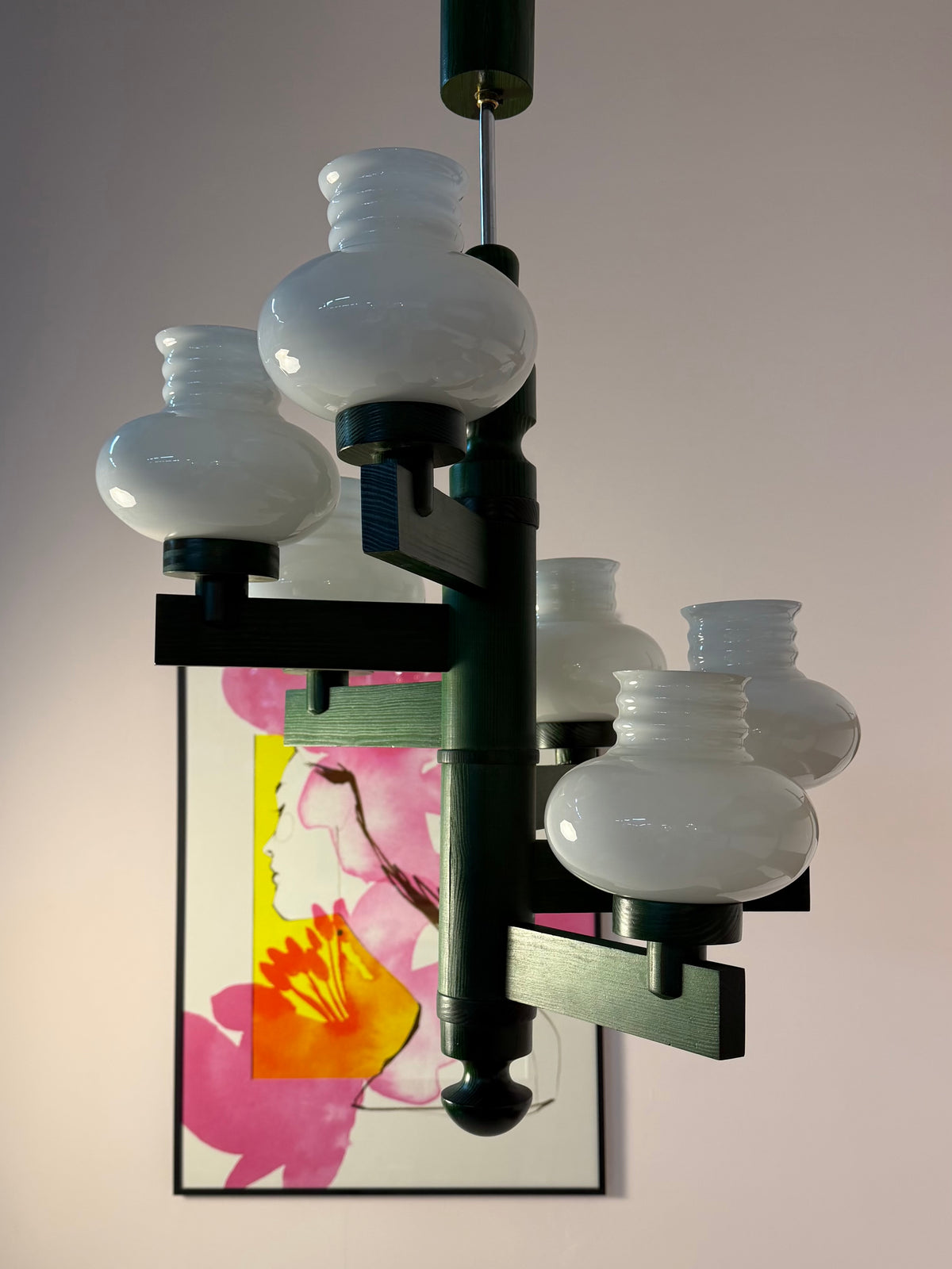 Kronleuchter grün Opalglas