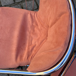 Set: 2x Freischwinger rosa Chrom von Gastone Rinaldi - neu gepolstert