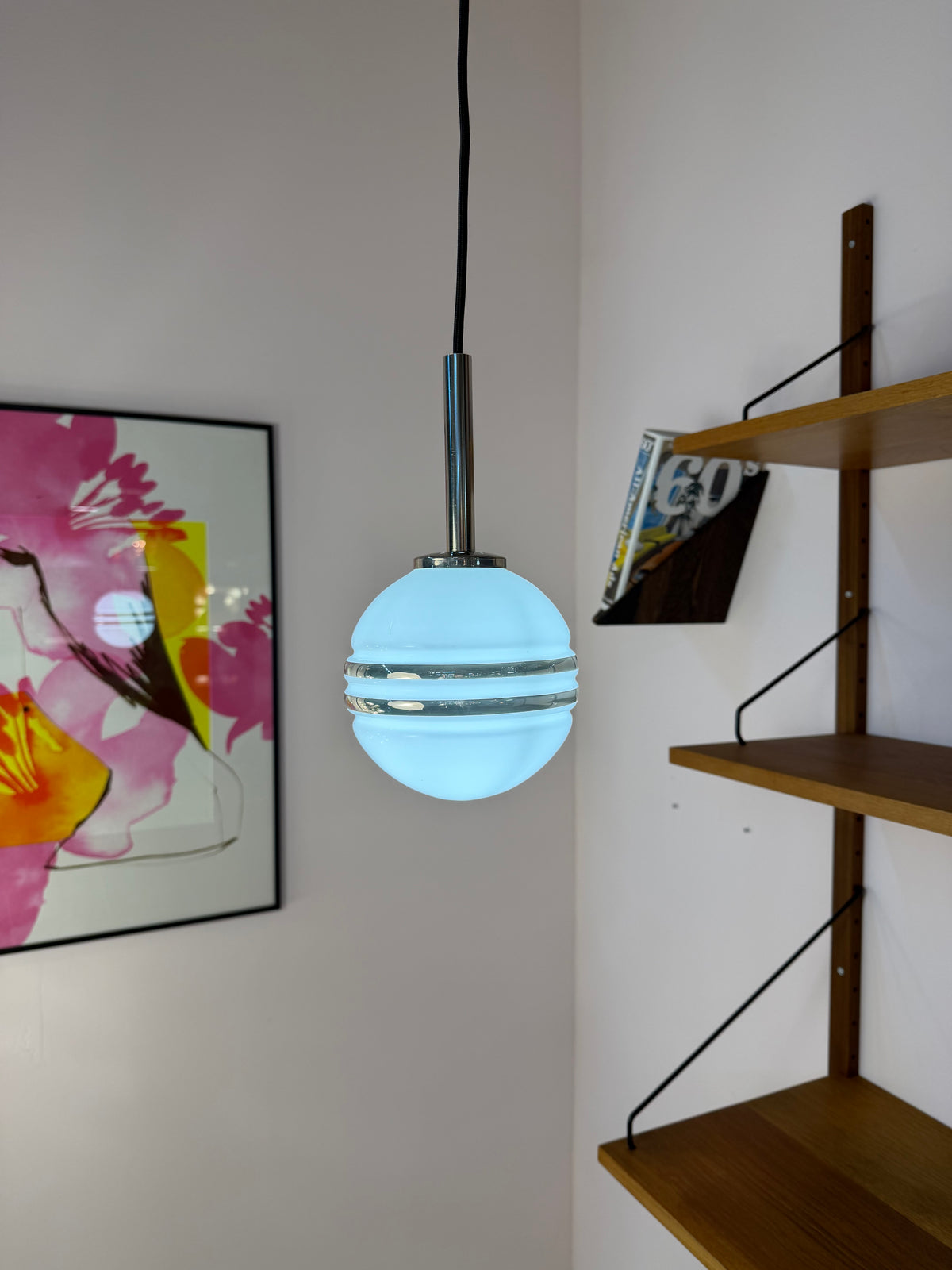 Kugellampe weiß silber Glas