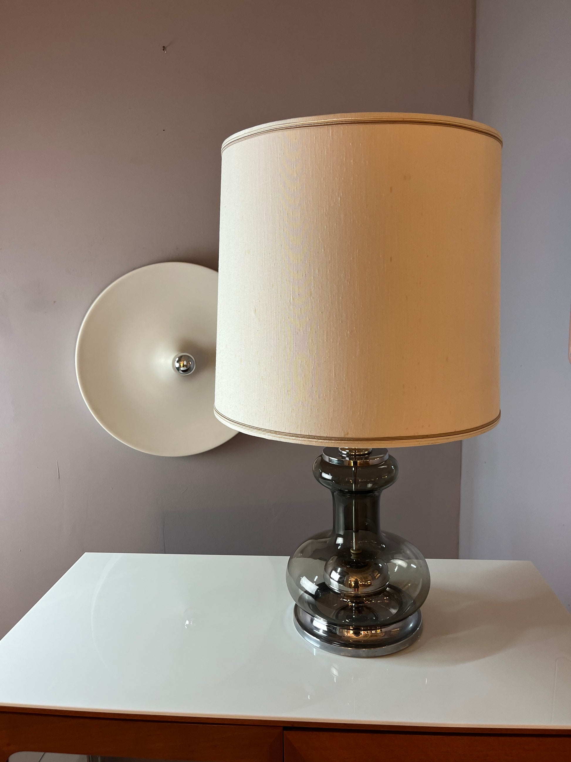 Tischlampe Rauchglas