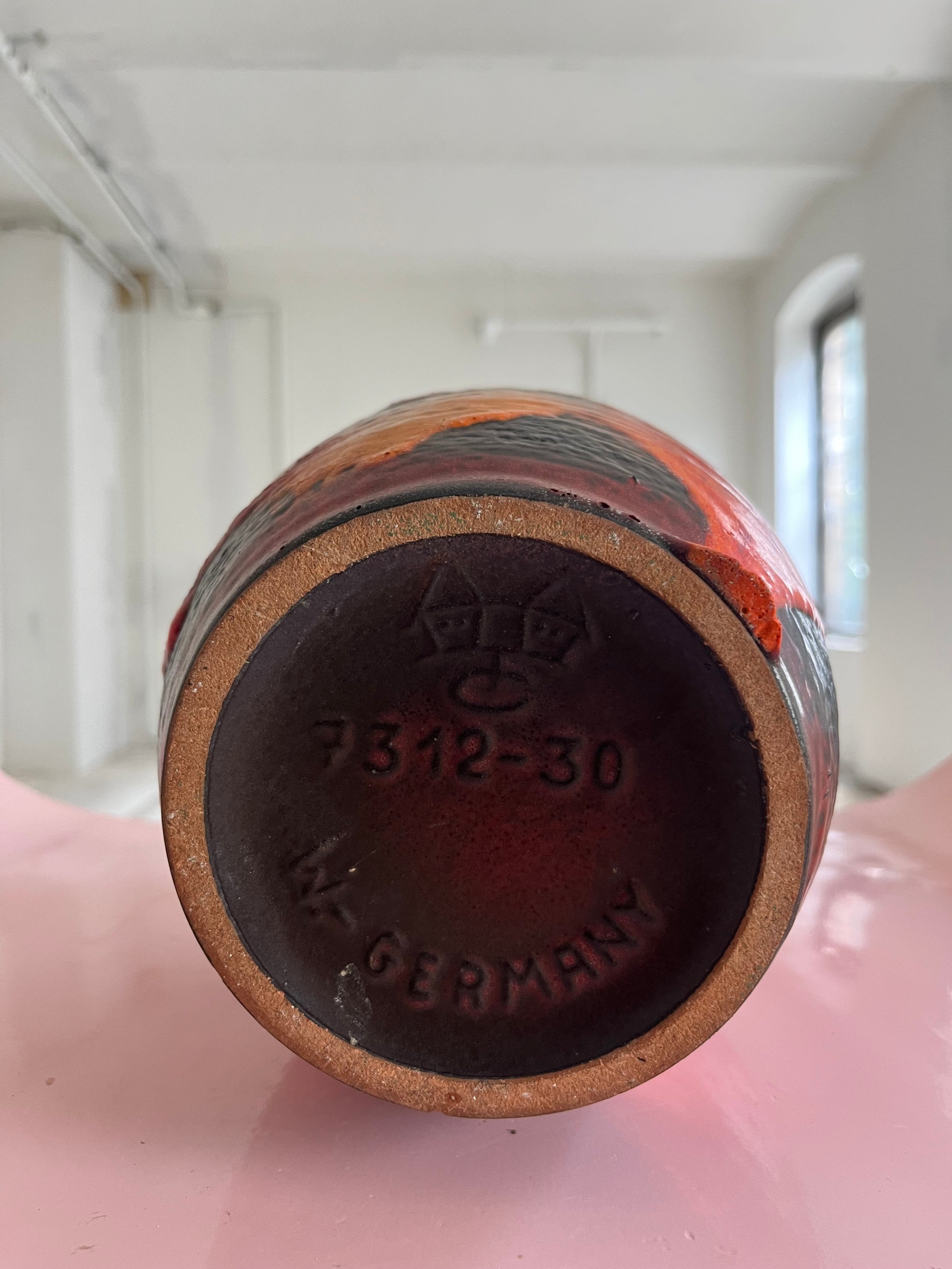 Vase 7312-30 Fat Lava orange rot von Carstens Keramik West Germany