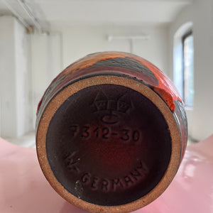 Vase 7312-30 Fat Lava orange rot von Carstens Keramik West Germany