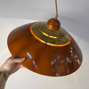 Hängelampe orange Messing aus Belgien
