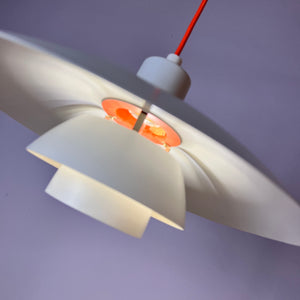 Lamellenlampe PH4 weiß orange von Poul Henningsen für Louis Poulsen