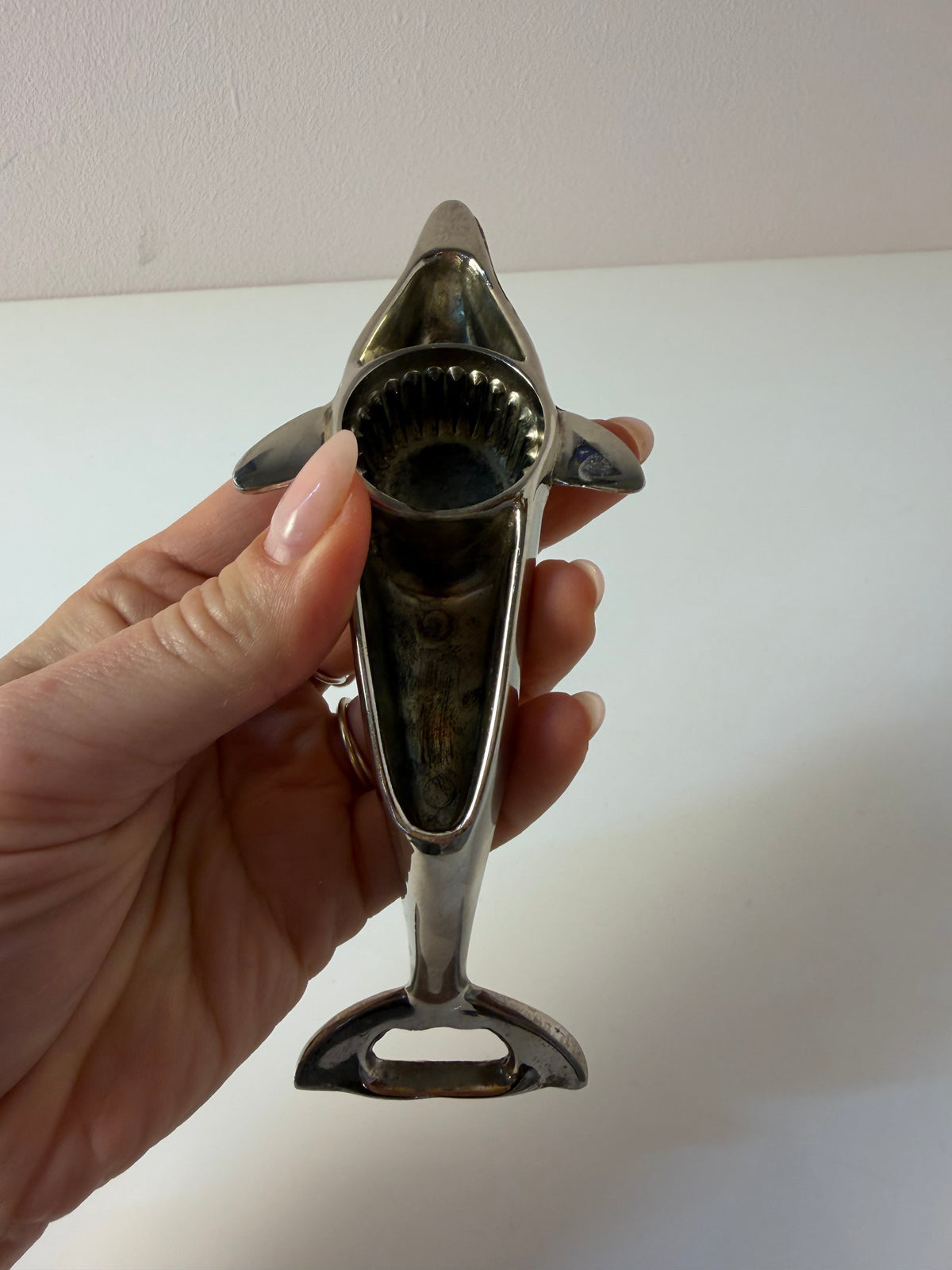 Flaschenöffner Delfin silber aus Dänemark