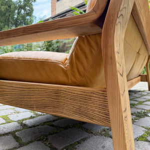 3-Sitzer Sofa gelb Echtleder Holz von Rolf Benz