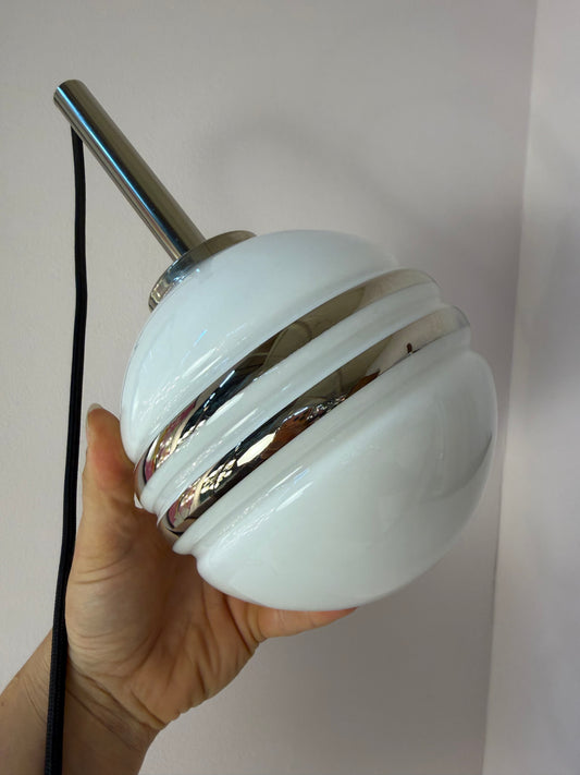 Kugellampe weiß silber Glas