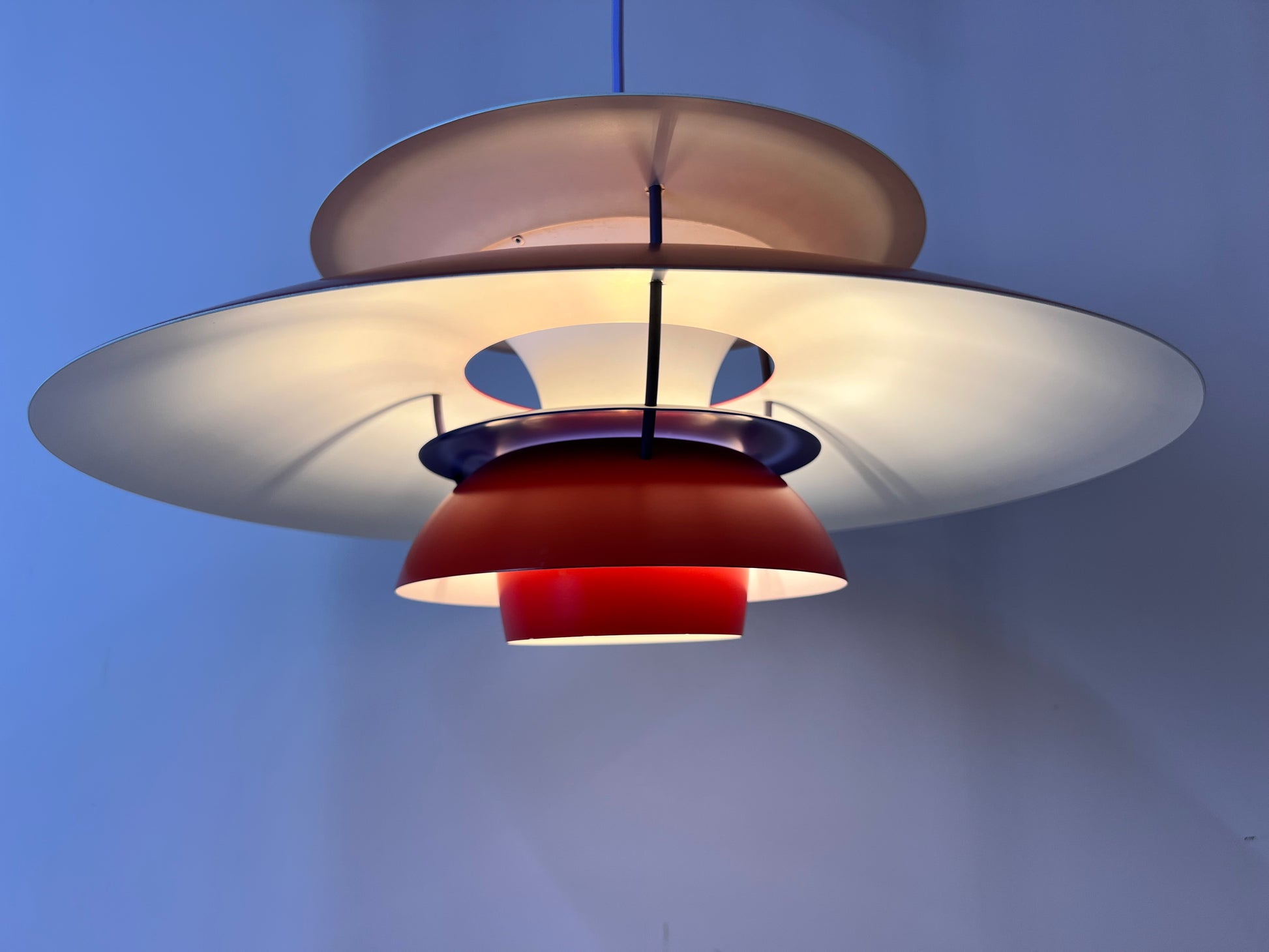 Lamellenlampe PH5 rot von Poul Henningsen für Louis Poulsen