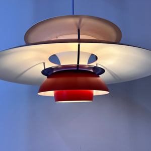 Lamellenlampe PH5 rot von Poul Henningsen für Louis Poulsen
