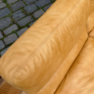 3-Sitzer Sofa gelb Echtleder Holz von Rolf Benz
