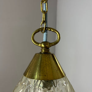 Hängelampe Glas Messing mit Kette aus Dänemark