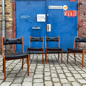 Set: 4x Esszimmerstuhl Teak & Echtleder K.S. Stolefabrik