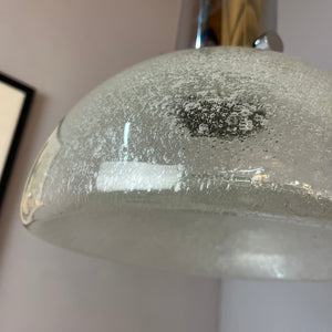 Hängelampe Chrom Eisglas von Herbert Proft für Glashütte Limburg