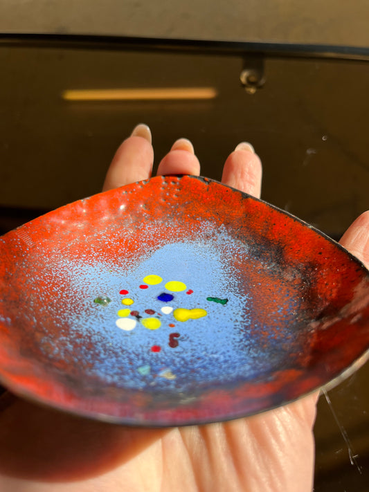 Mini Schale rot blau Emaille