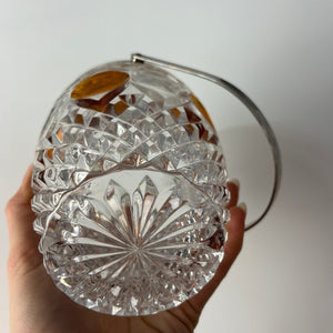 Eiskübel Kristallglas Silber mit Henkel