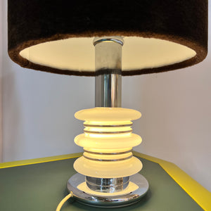 Tischlampe weiß braun Glas von Leclaire & Schäfer