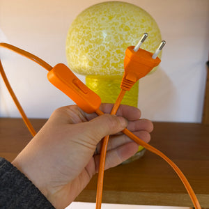 Pilzlampe gelb Glas von Karin Korn für Beleuchtungsglaskombinat Görlitz