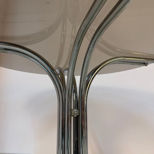 Runder Esstisch Chrom & Rauchglas