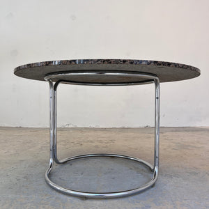 Runder Esstisch Granit Chrom von Giotto Stoppino
